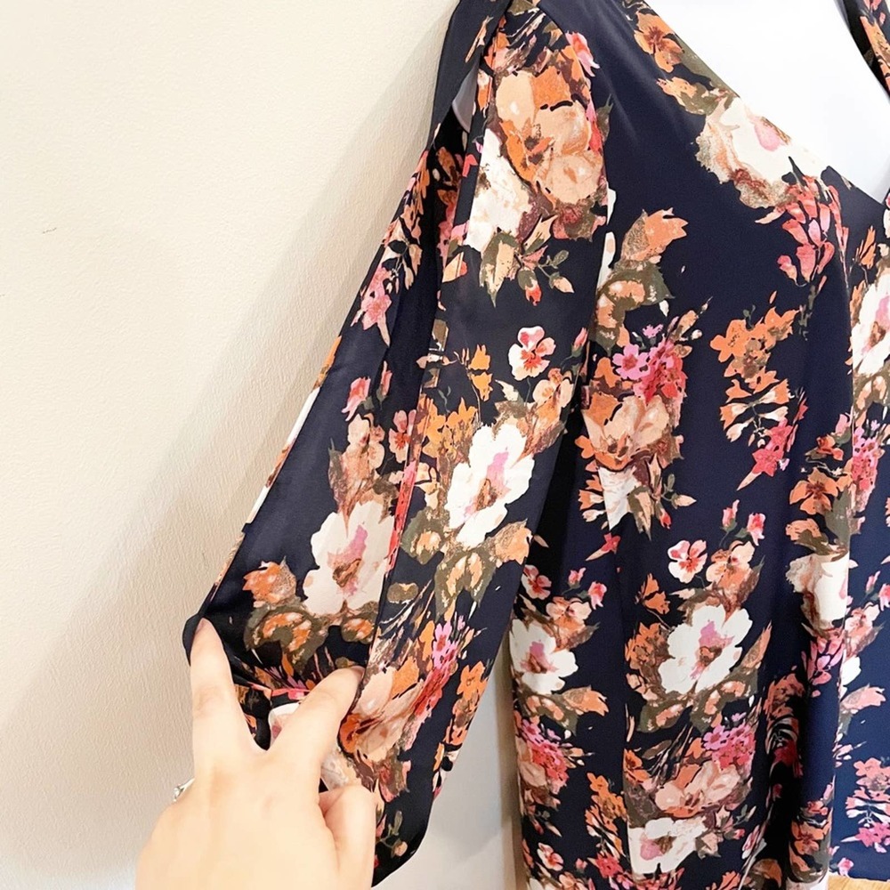 Lulus Shifting Dears Navy Floral Print Dress S - Picture 4 of 14